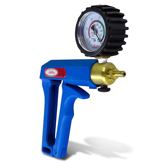 LeLuv Vacuum Pump Maxi Ergonomic Nylon Handle with Release Valve and Rubber Protected Gauge - Blue
